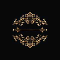 Vector golden vintage frame for design template. Elegant element for design in Eastern style, place for text. Floral golden border. Lace illustration for invitations and greeting cards.
