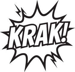 Striking comic book style 'KRAK!' sound effect illustration, a dynamic visual concept representing sudden impact or an explosive event in graphic design projects.
