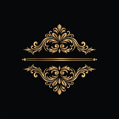 Vector golden vintage frame for design template. Elegant element for design in Eastern style, place for text. Floral golden border. Lace illustration for invitations and greeting cards.
