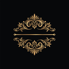 Vector golden vintage frame for design template. Elegant element for design in Eastern style, place for text. Floral golden border. Lace illustration for invitations and greeting cards.
