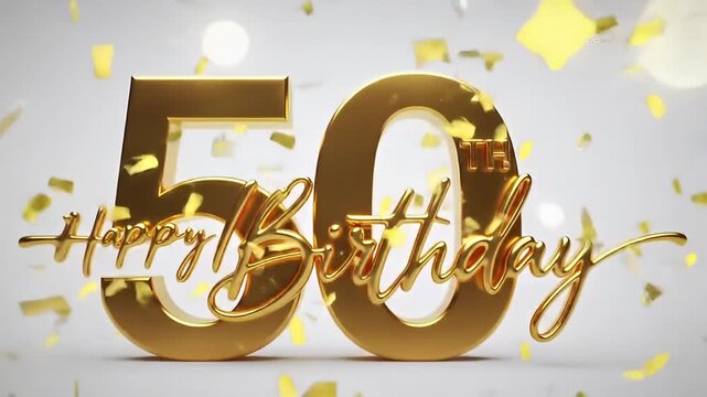 50th Birthday Golden Birthday Wishes and Festivities, Joyful Atmosphere, Graphic Design