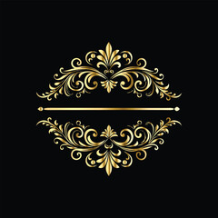 Vector golden vintage frame for design template. Elegant element for design in Eastern style, place for text. Floral golden border. Lace illustration for invitations and greeting cards.
