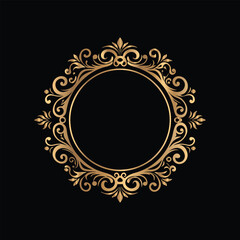 Vector golden vintage frame for design template. Elegant element for design in Eastern style, place for text. Floral golden border. Lace illustration for invitations and greeting cards.
