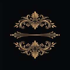 Vector golden vintage frame for design template. Elegant element for design in Eastern style, place for text. Floral golden border. Lace illustration for invitations and greeting cards.
