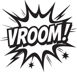 Dynamic Vroom Sound Effect Illustration in Comic Style for Action and Speed
