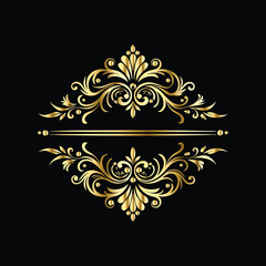 Vector golden vintage frame for design template. Elegant element for design in Eastern style, place for text. Floral golden border. Lace illustration for invitations and greeting cards.
