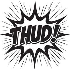 Dynamic Comic Style 'Thud!' Illustration for Impactful Design, with Burst Rays for an Energetic Visual Statement