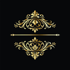 Vector golden vintage frame for design template. Elegant element for design in Eastern style, place for text. Floral golden border. Lace illustration for invitations and greeting cards.
