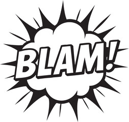 Dynamic Explosion Bold 'BLAM!' Graphic Bursting with Energy and Impact for Eye-Catching Visuals