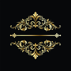 Vector golden vintage frame for design template. Elegant element for design in Eastern style, place for text. Floral golden border. Lace illustration for invitations and greeting cards.
