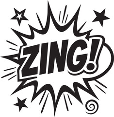 Zing! Comic Book Style Burst Graphic with Stars Vector Illustration for Dynamic Designs