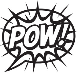Dynamic Black and White Comic Book 'POW!' Explosion Graphic, Vector Illustration