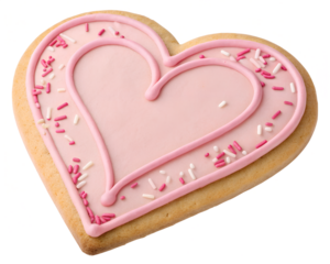 heart shaped cookies on a plate isolated on transparent background