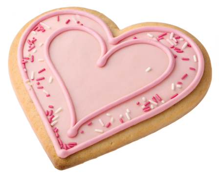 heart shaped cookies on a plate isolated on transparent background - Powered by Adobe