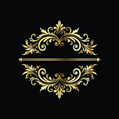 Vector golden vintage frame for design template. Elegant element for design in Eastern style, place for text. Floral golden border. Lace illustration for invitations and greeting cards.
