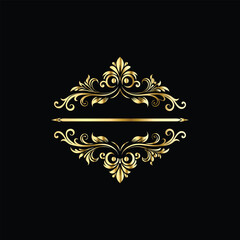 Vector golden vintage frame for design template. Elegant element for design in Eastern style, place for text. Floral golden border. Lace illustration for invitations and greeting cards.
