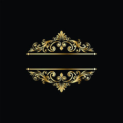 Vector golden vintage frame for design template. Elegant element for design in Eastern style, place for text. Floral golden border. Lace illustration for invitations and greeting cards.
