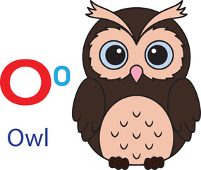 O for owl alphabet learning for kids. owl cartoon vector svg