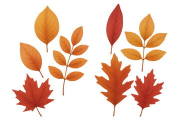 Obraz premium Realistic autumn leaves falling from various trees on a transparent background, creating a seasonal vector illustration perfect for fall designs