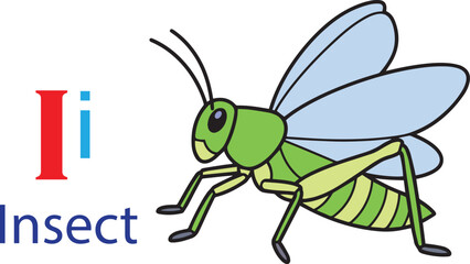 I for insect alphabet learning for kids. insect cartoon vector svg