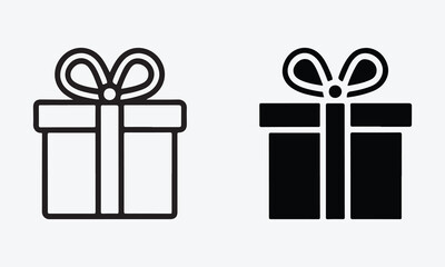 Gift Glyph Icon, Line and Silhouette Vector on White Background