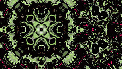 Abstract Radiant Burst with Soft Grain Texture, Symmetrical Glow Pattern in Psychedelic Style, Radiating Circular Abstract with Subtle Noise, Kaleidoscopic Starburst with Gradient Flow