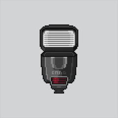 Pixel art illustration Camera Lighting. Pixelated Camera flashlight. Photography Camera Lighting Equipment Icon pixelated for the pixel art game and icon for website and video game. old school retro.