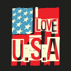 typographic vector illustration of u.s.a flag and. t shirt graphics