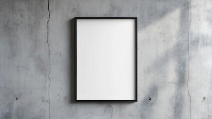 Blank framed poster on concrete wall