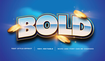 Editable text effect vector graphic of Blue bold with gold coin, perfect for promo title, etc.