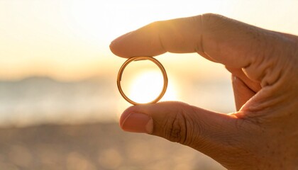 輝く誓いの指輪と手元の温もり
