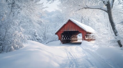 view of a house decorated with snow and trees