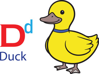D for duck alphabet learning for kids. duck cartoon vector svg