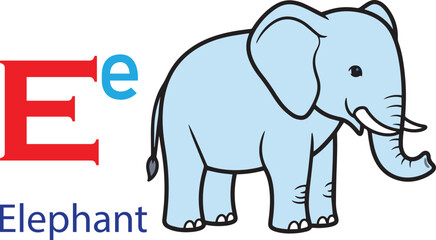 Fototapeta premium E for elephant alphabet learning for kids. elephant cartoon vector svg