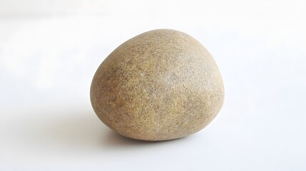 Smooth Tan River Rock Stone on White Background