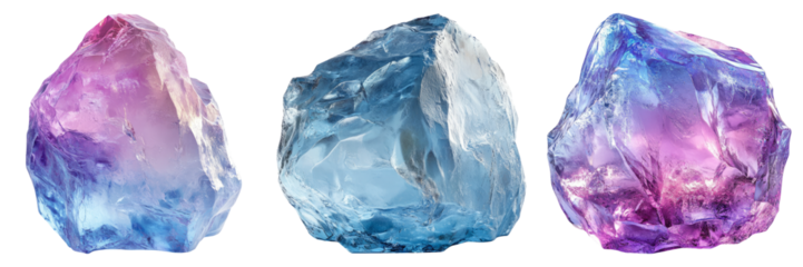 Colorful Crystals Isolated on Transparent Background for Design Use