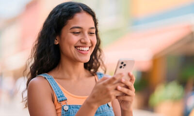 Young woman texting on mobile phone