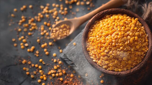 Masoor dal indian food on dark background