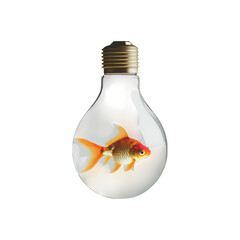 Goldfish Inside Light Bulb Isolated on Transparent Background