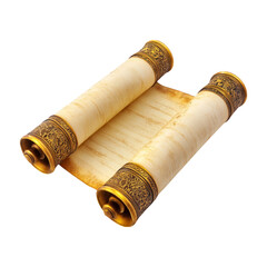 Fototapeta premium Antique scroll with ornate ends isolated on a transparent background