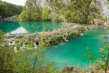 upper view of Plitvice Lakes National Park. spectacular waterfalls, lakes and flora in Croatia © Caio