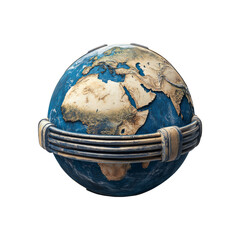 Fototapeta premium 3D Render of Earth with Detailed Continents and Transparent Background
