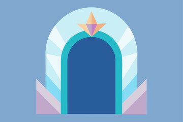 Obraz premium Stylized archway with star and geometric accents