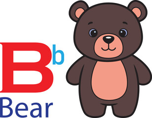 B for bear alphabet learning for kids. bear cartoon vector svg