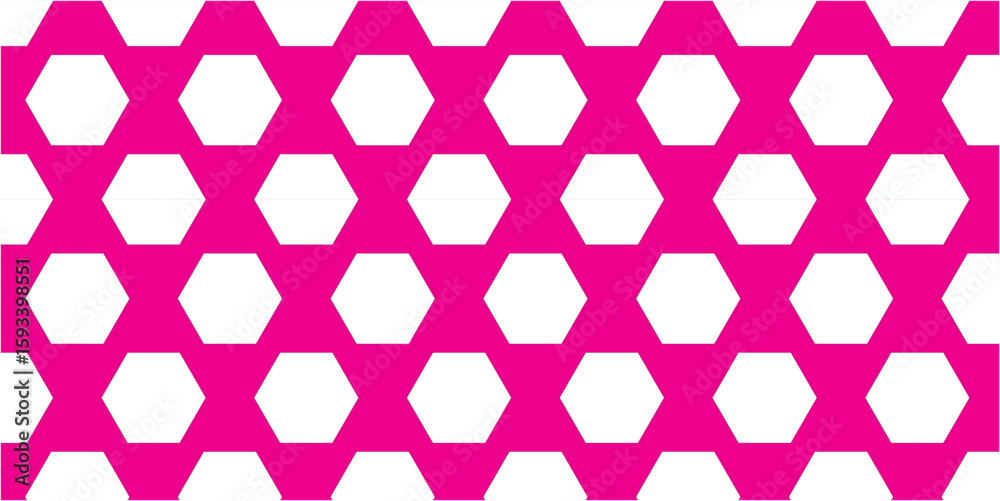 Poster bold pink and white hexagonal pattern. seamless abstract background with repeating hexagon shapes in