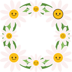 Obraz premium Charming floral frame with cheerful daisies, perfect for spring themed designs and adding a touch of nature and happiness.