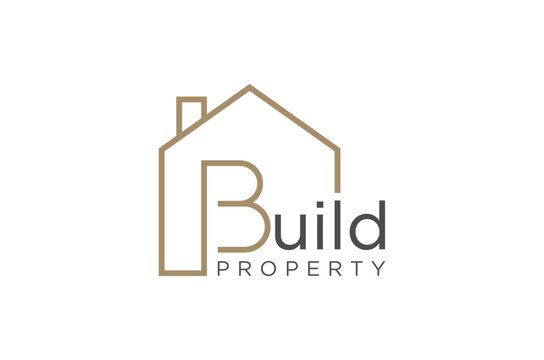 Modern logo for a property company. Minimalist design featuring a house and the letter B. Vector illustration.