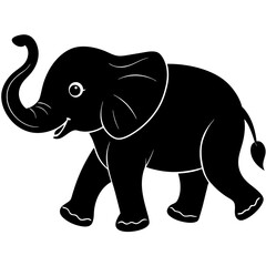 Fototapeta premium Cute black silhouette of a walking elephant