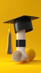 Graduation Cap Tassel Diploma Ball Education Achievement Concept