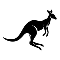 Fototapeta premium Stylized black silhouette of a kangaroo in mid leap